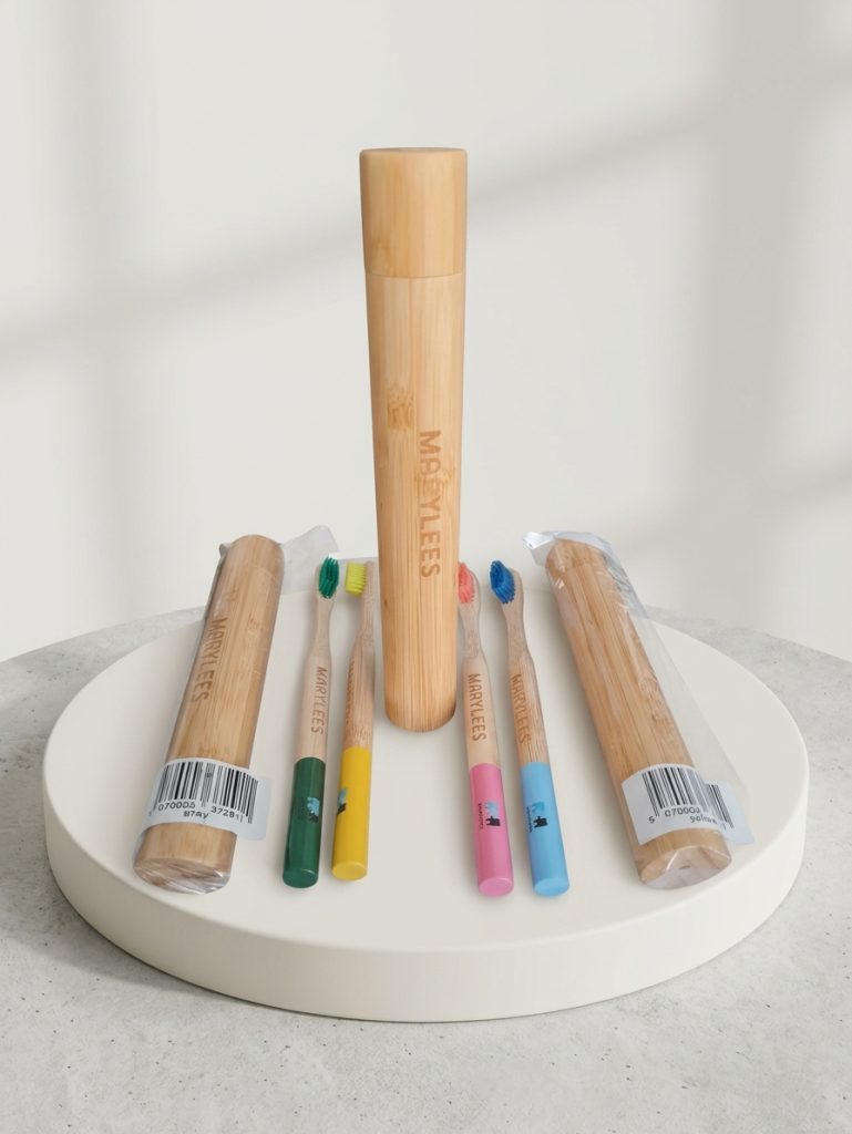 Bamboo toothbrushes and case